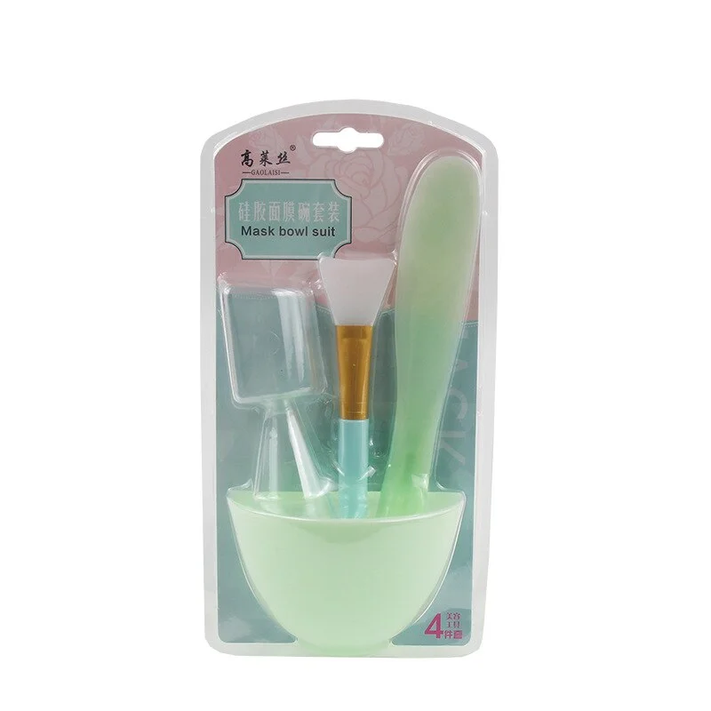1set Portable DIY Mask Tools Non-toxic Silicone Bowl Brush Mud Stick Cup Spoon Kit Multi-functional Face Makeup Tools Durable
