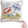 14CT Needle Insert Bag 2 Strands Printed Knitting Threads Pin Pouch with Tassel
