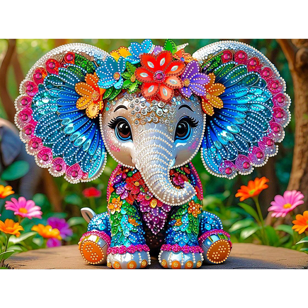 Elephant 40*30cm(canvas) special shaped drill diamond painting