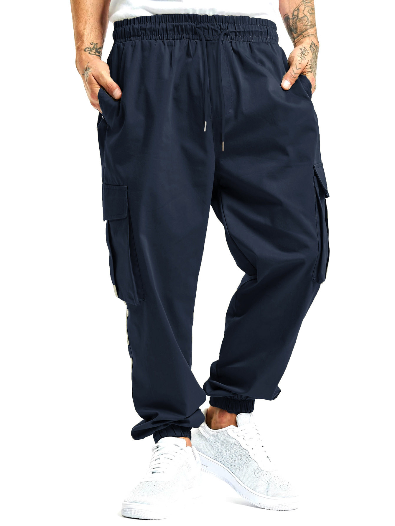Bonushev 2025 Men's New Spring And Fall Loose Multi-Pocket Drawstring Work Pants Outdoor Washed Vintage High Street Hip-Hop Casual Pants
