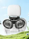Rechargeable Dual Head Car Fan 3 Speeds 360 Degree Rotatable Vehicle Rear Headrest Fan for Universal Cars SUV Sedan Trucks
