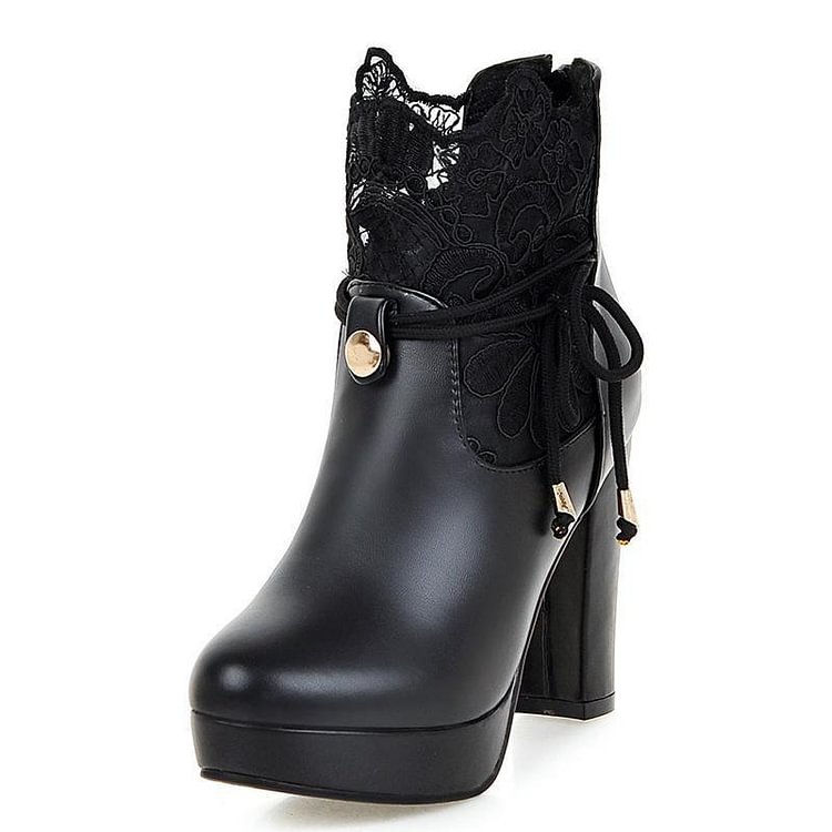 Lace High Heel Boots