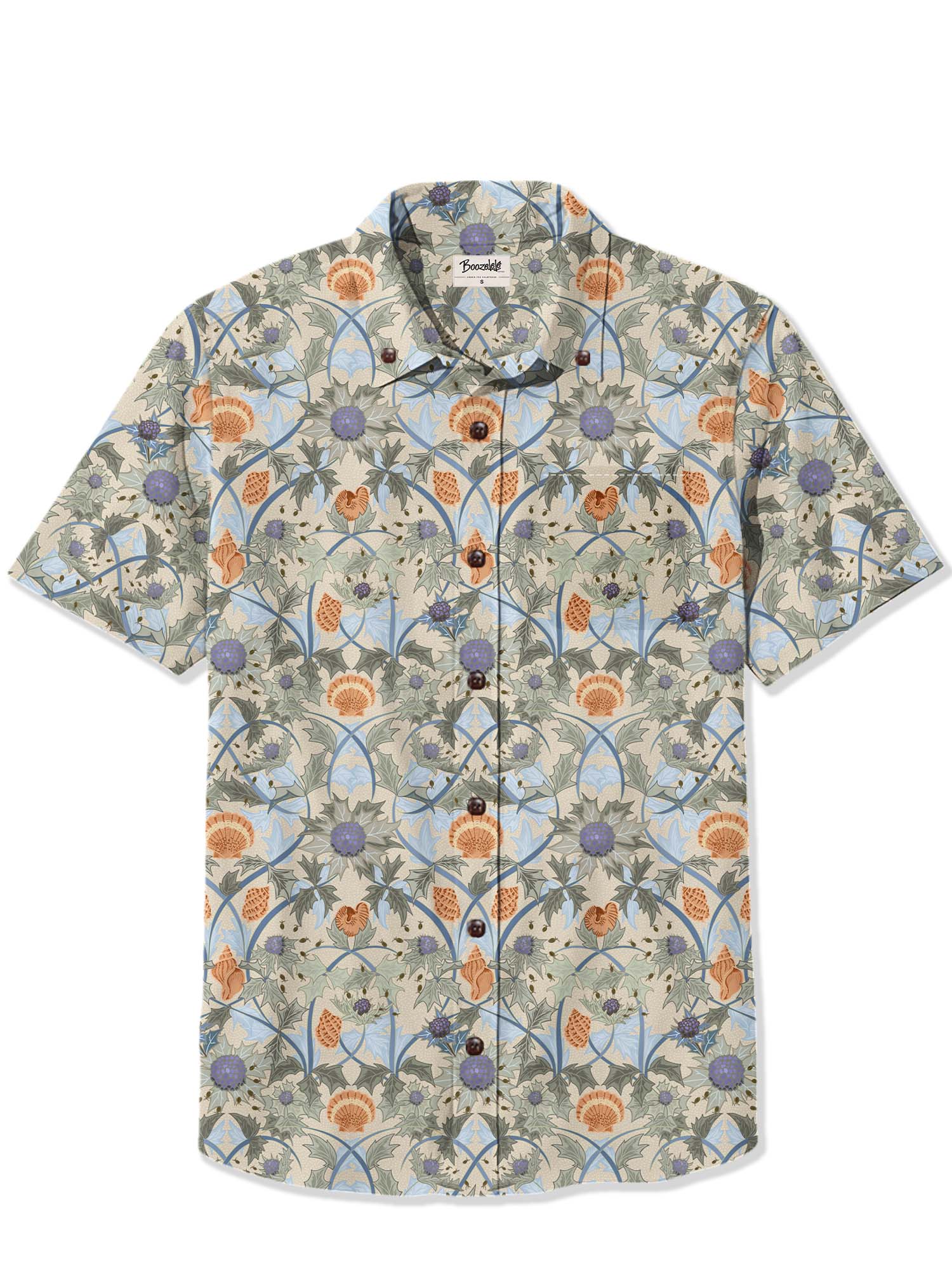[Annick X Boozelele]Beach Thistle And Shells - 100% Cotton Shirt
