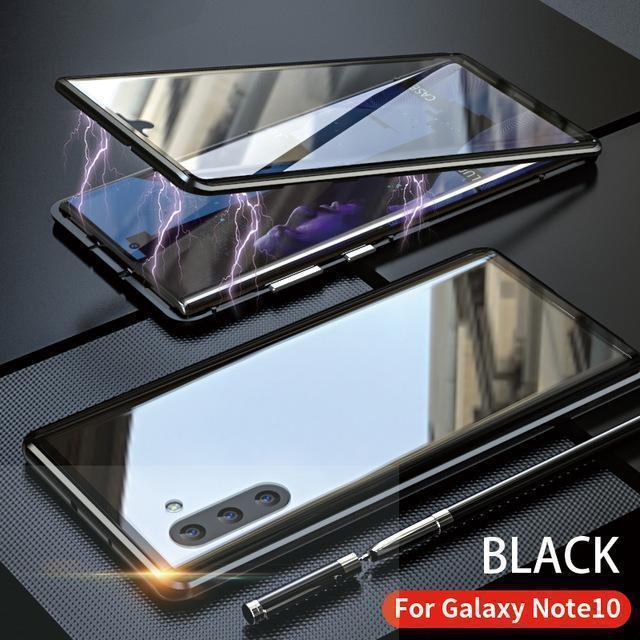 Upgraded Two Side Tempered Glass Magnetic Adsorption Phone Case for Samsung Note 10 Note 10Plus Note 9 Note 8