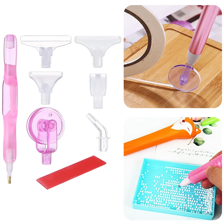 Diamond Painting Pen Kit with 5 Drill Pen Picking Heads and 1 Glue Clay (Pink) gbfke