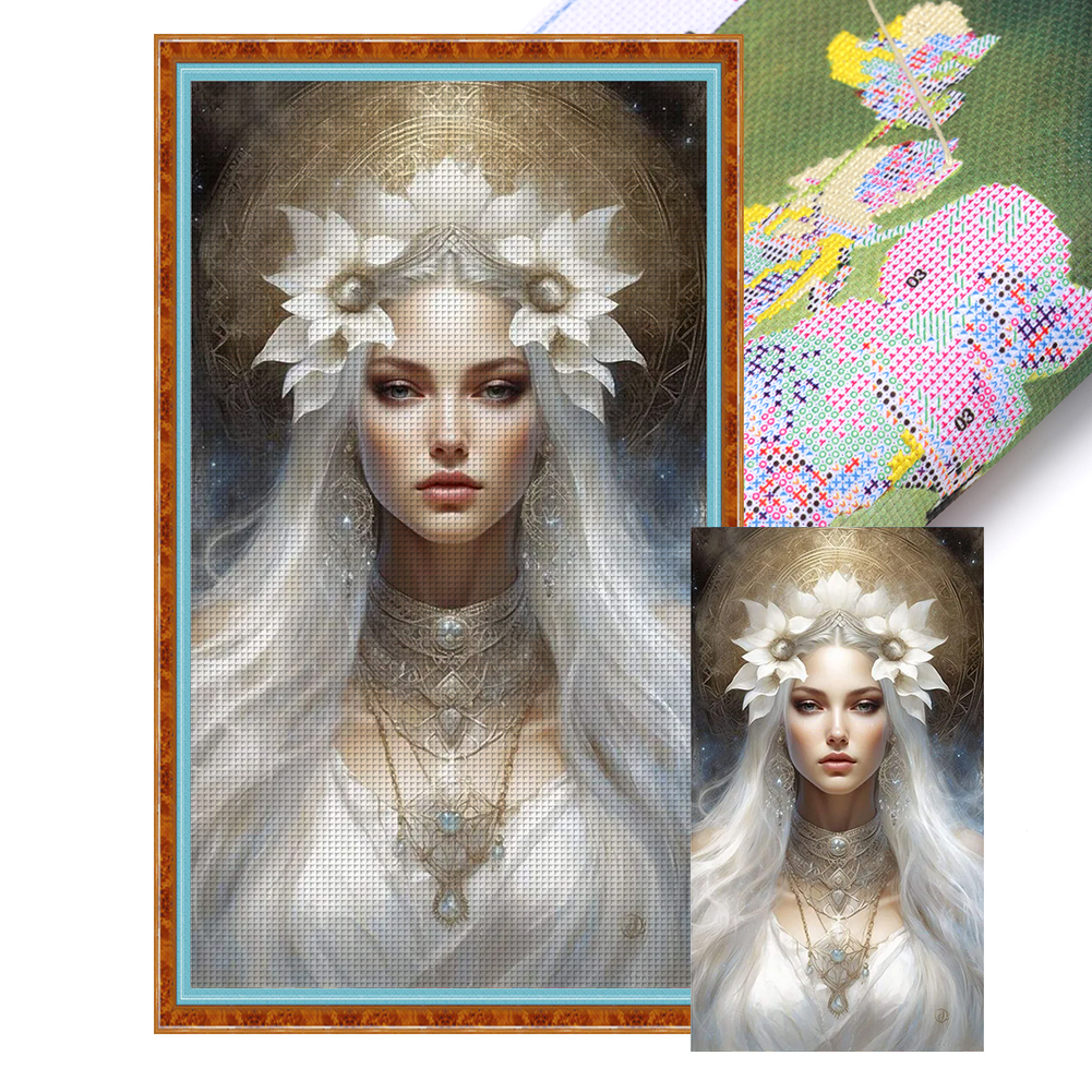 White Goddess Full 14CT Pre-stamped Canvas(40*70cm) Cross Stitch