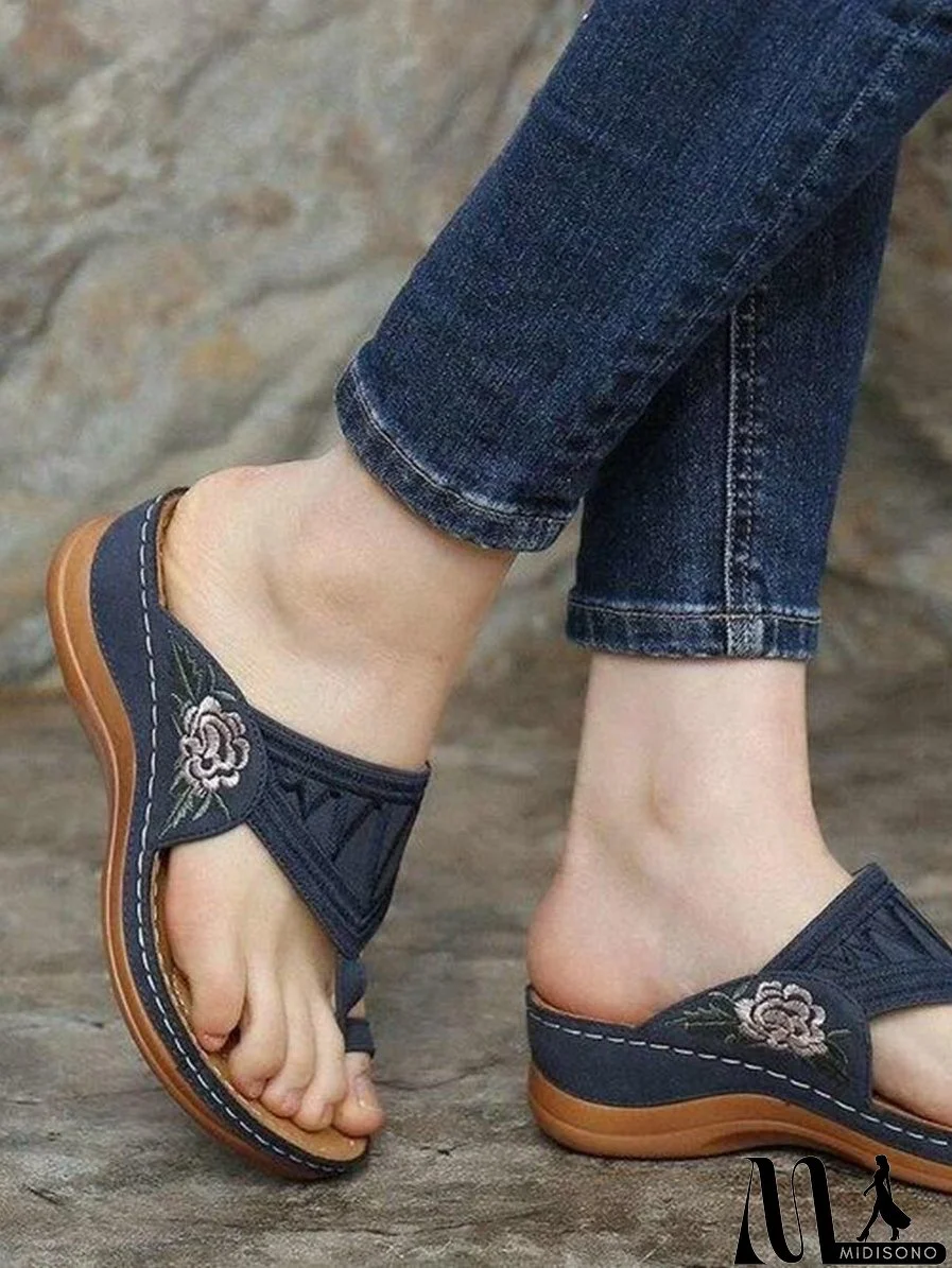 Embroidery Orthopedic Comfy Flip Flop Sandals for Women