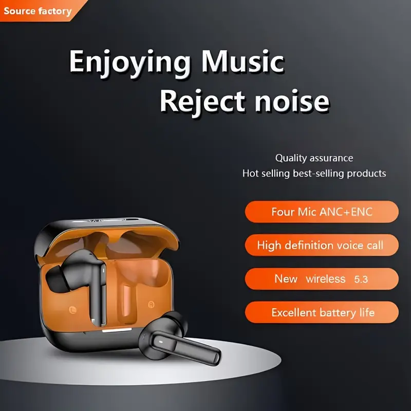 brand new tws active noise cancellation wireless sports earbuds with long touch control type c charging case sleek design for Product details 6