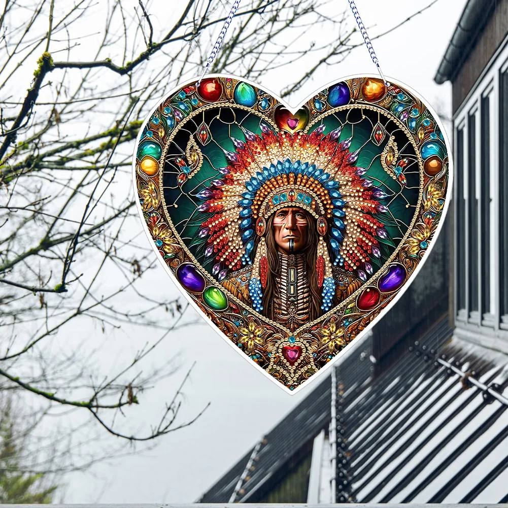 DIY Indian PVC Special Shaped Hanging Diamond Painting Art Pendant Suncatcher Home Windows Decor 