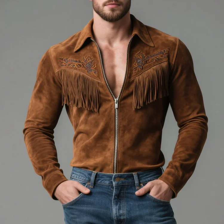 Okaywear Suede Tassle Long Sleeve Shirt Okaywear
