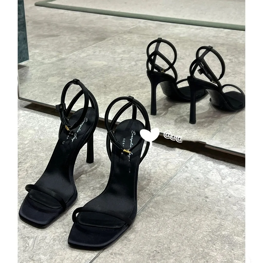 Churchf Churchf Of The Same 2023 Summer New Square Toe High Heels Female A Word With Generous Temperament Fine Heel Sandals French