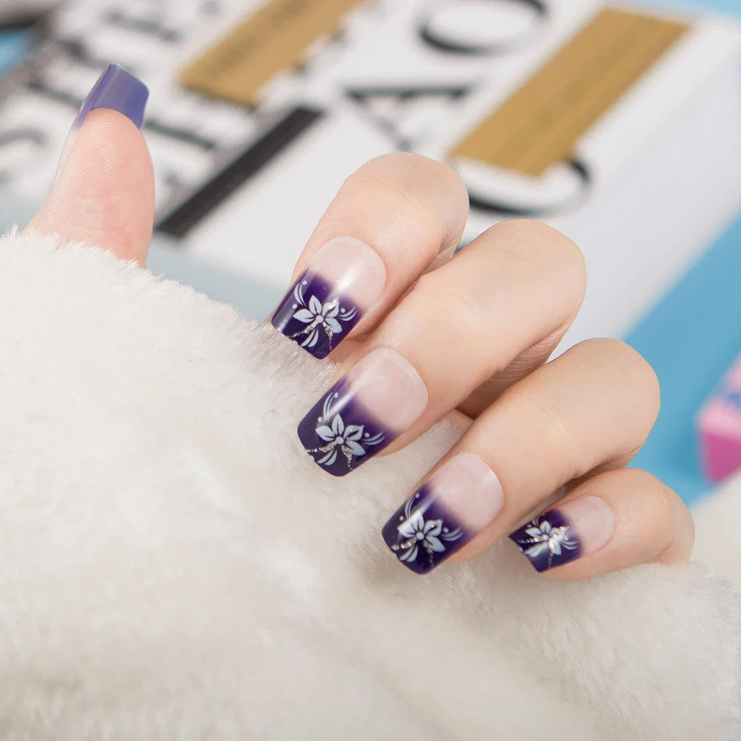 24pcs/set Fashion Acrylic Full Cover Fake Nails 10 Sizes Press on Nails Designs French False Nail Art Tips 278 Fingernail Tips-Nail Inspo