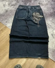 Bjmingjian Y2K Baggy Jeans Men's American Retro Embroidery High Quality Jeans Goth Trend Hip Hop Harajuku Wide Leg Pants Streetwear Pants