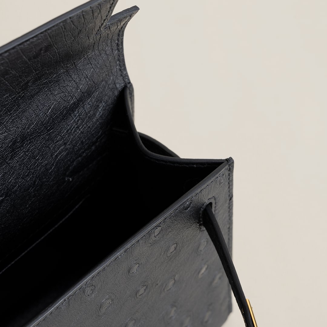 Kelly pochette  Ostrich CC89 Noir GHW