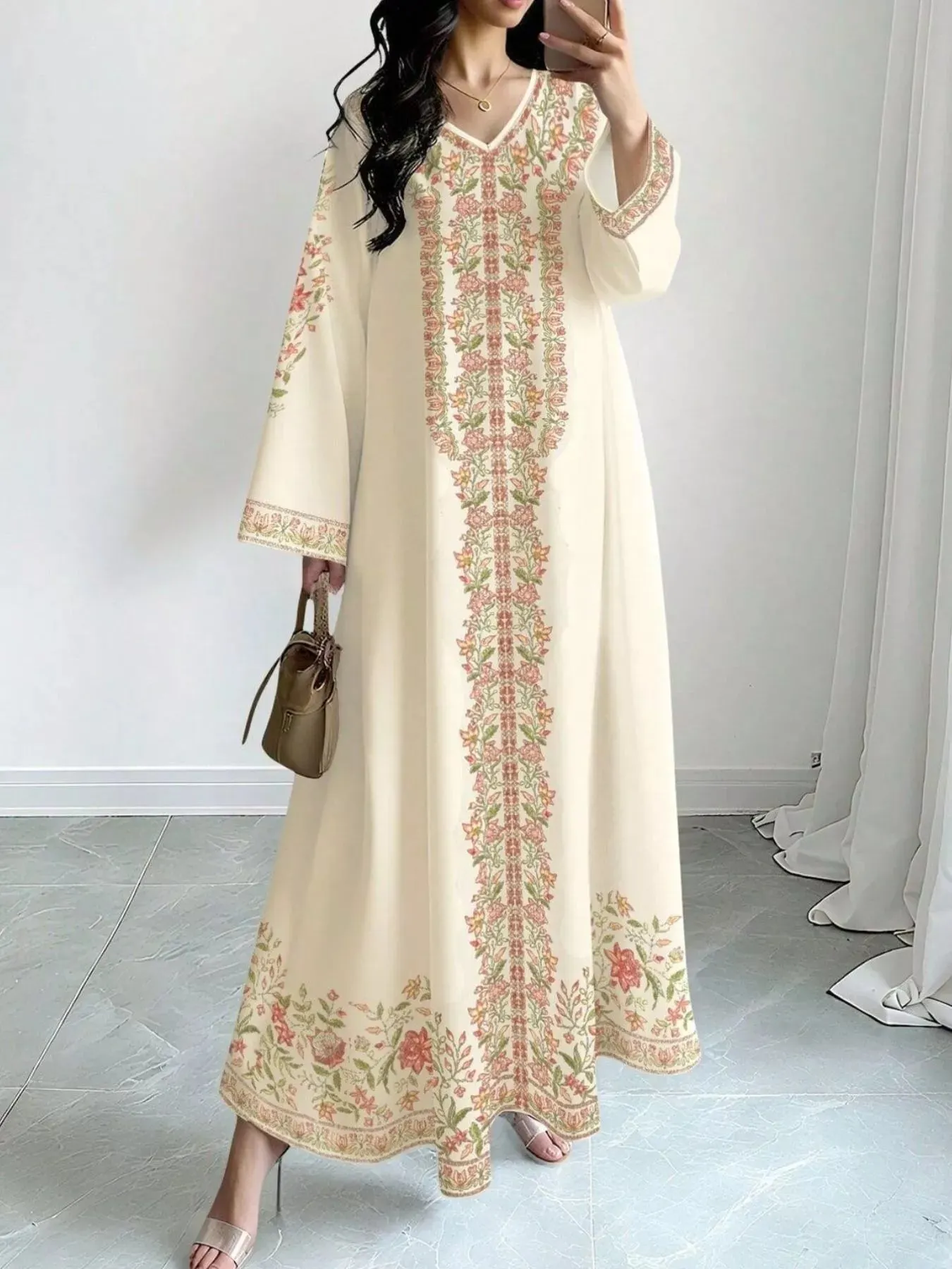 Floral Long Sleeve Maxi Dress mysite idetrend