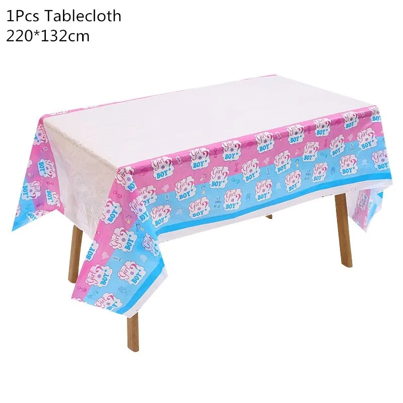Gender Reveal Disposable Tableware Set Baby Shower Boy Or Girl Plate Napkin Tablecloth Gender Reveal Party Decorations Supplies