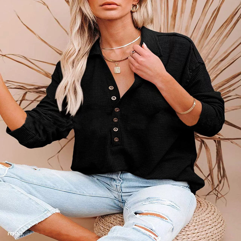 Women's Fashion Lapel Long Sleeve Street Loose Shirts