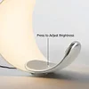 White Half-Moon-Shaped Desk Lamp, Dimmable Metal Desk Lamp
