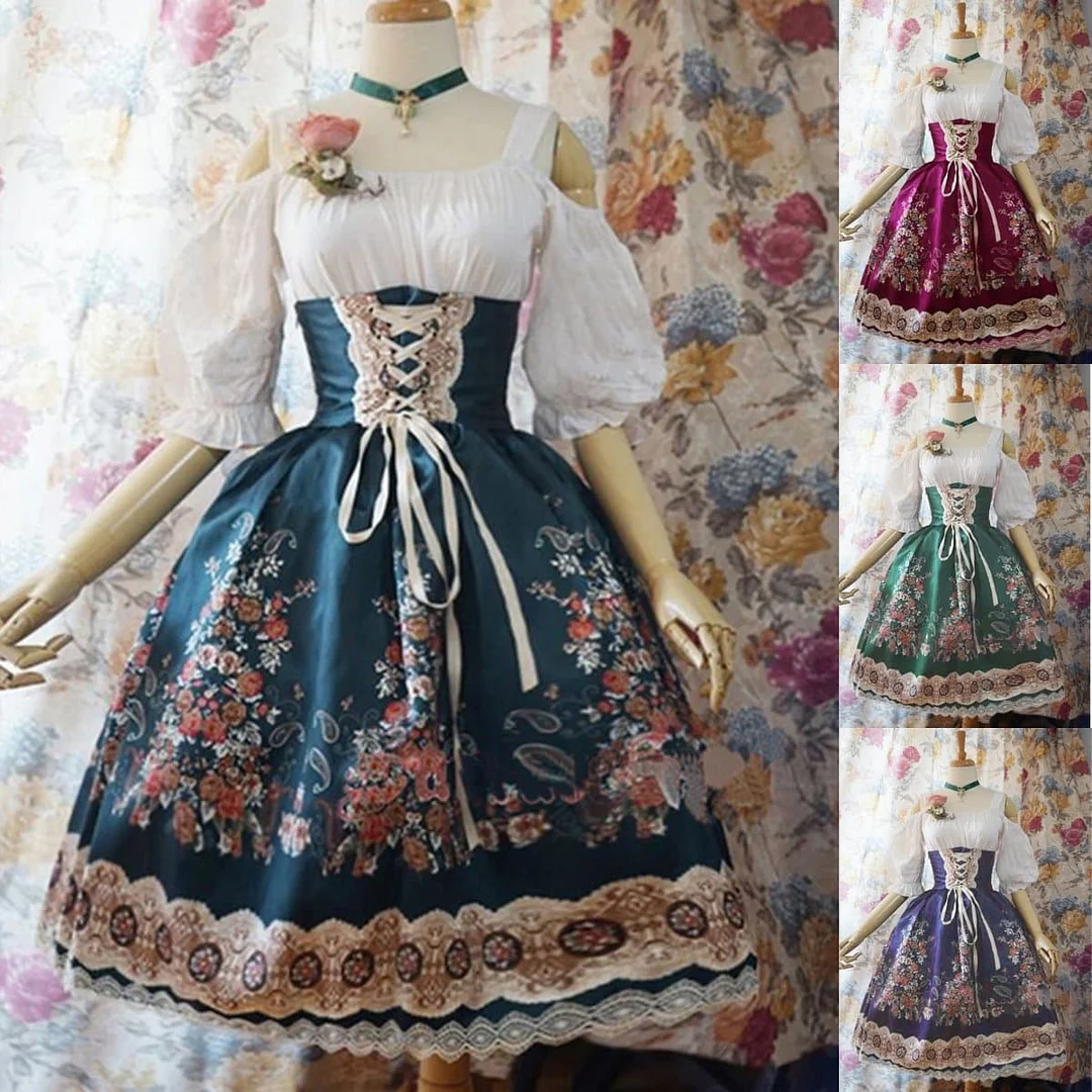 4 Colors Vintage Lolita Off-Shoulder Dress SP14284