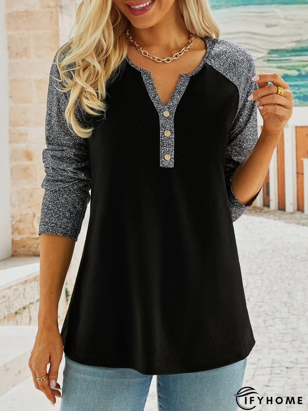 Color Block Casual Loose T-Shirt | IFYHOME