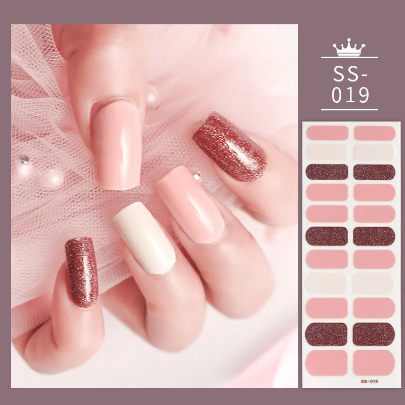 22Tips Colorful Nail Stickers Nail Accesoires Full Cover Stickers for Nails Self Adhesive Nail Art Nails Sticker Designer Shiny