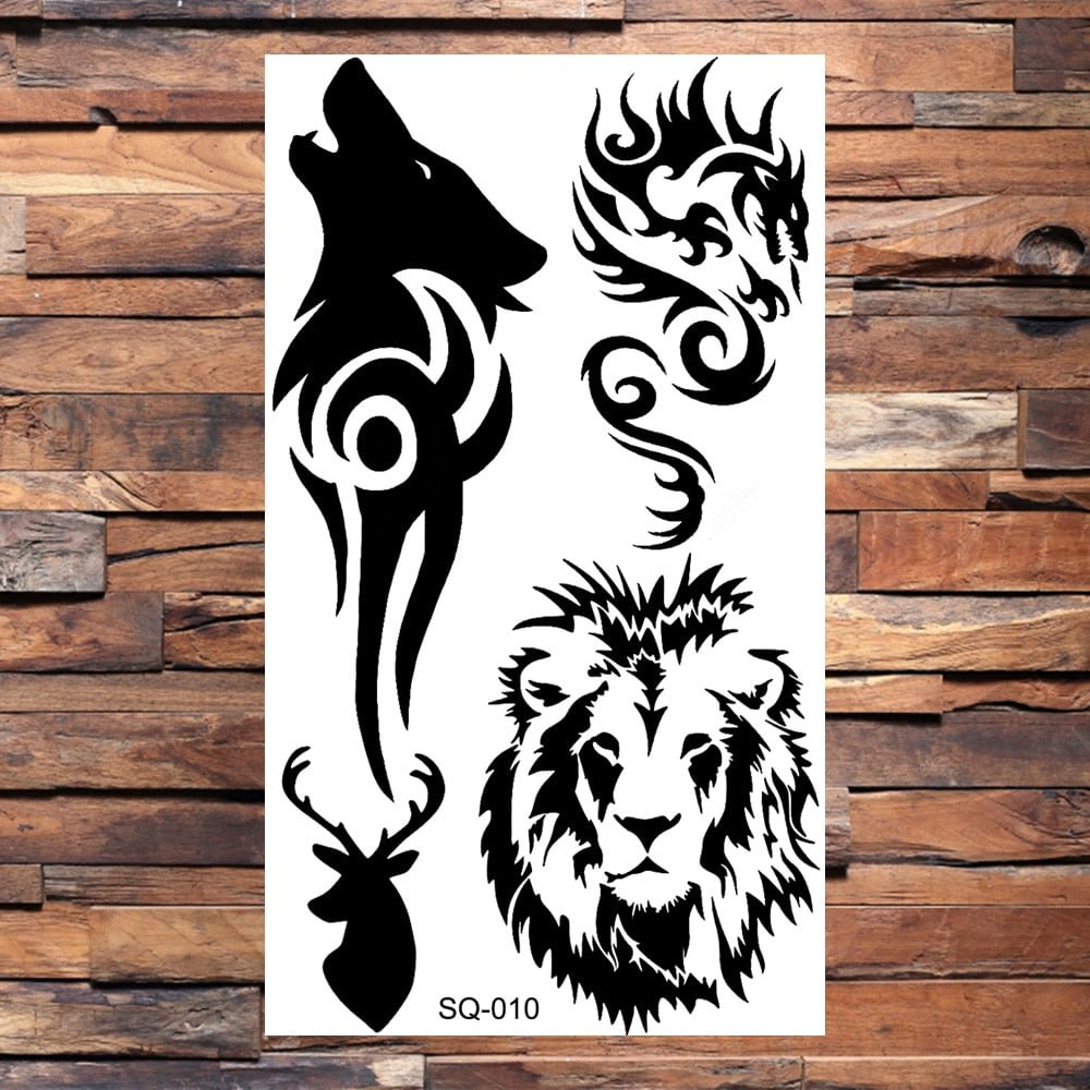 Black Dragon Temporary Tattoos For Men Women Realistic Scorpion Snake Fake Tattoo Sticker Body Arm Water Transfer Tatoos DIY