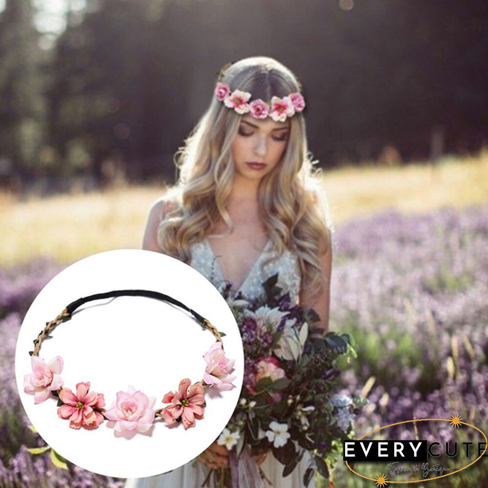 New Fashion 1pcs Women Charm Flower Tiara Wedding Floral Headband Hair Accessories Bridal Garland Princess Wreath Girls Crown Headdress Party