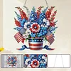 America Flag Fllower DIY Acrylic Diamond Painting Pendant Kits Home Wall Window Hanging Decor