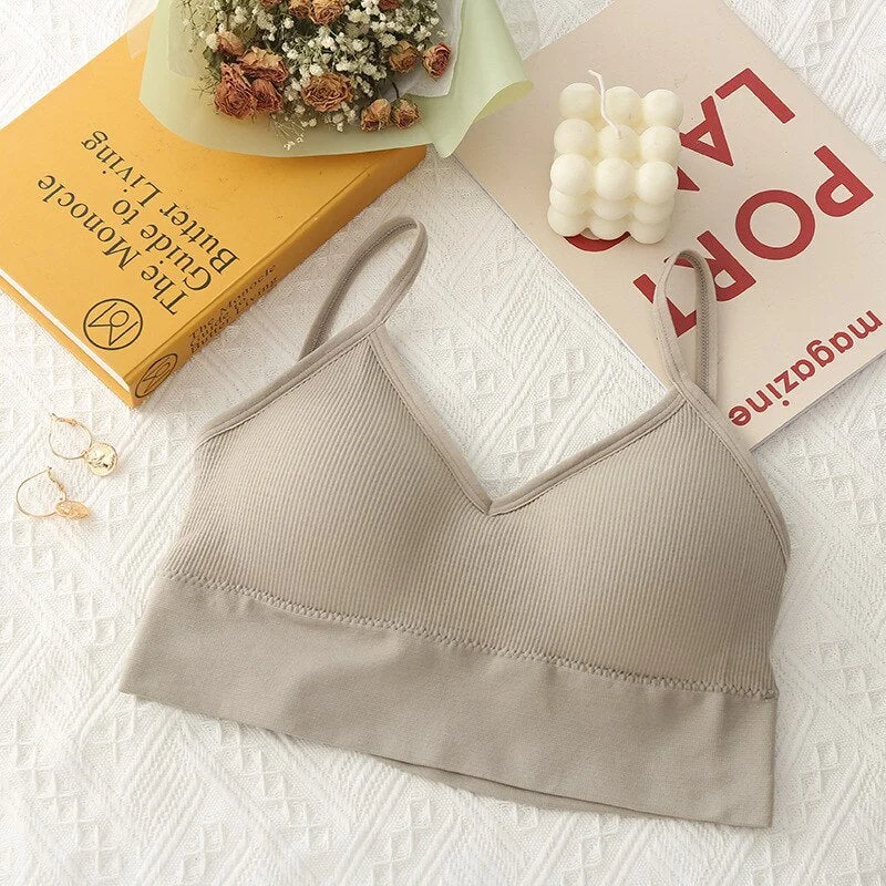 Women Crop Top Female Tube Top Wire Free Seamless Underwear Cropped Back Sexy Lingerie Sports Tank Tops Solid 6 Colors New