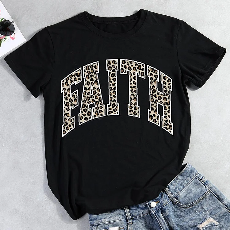 Faith Leopard Round Neck T-shirt