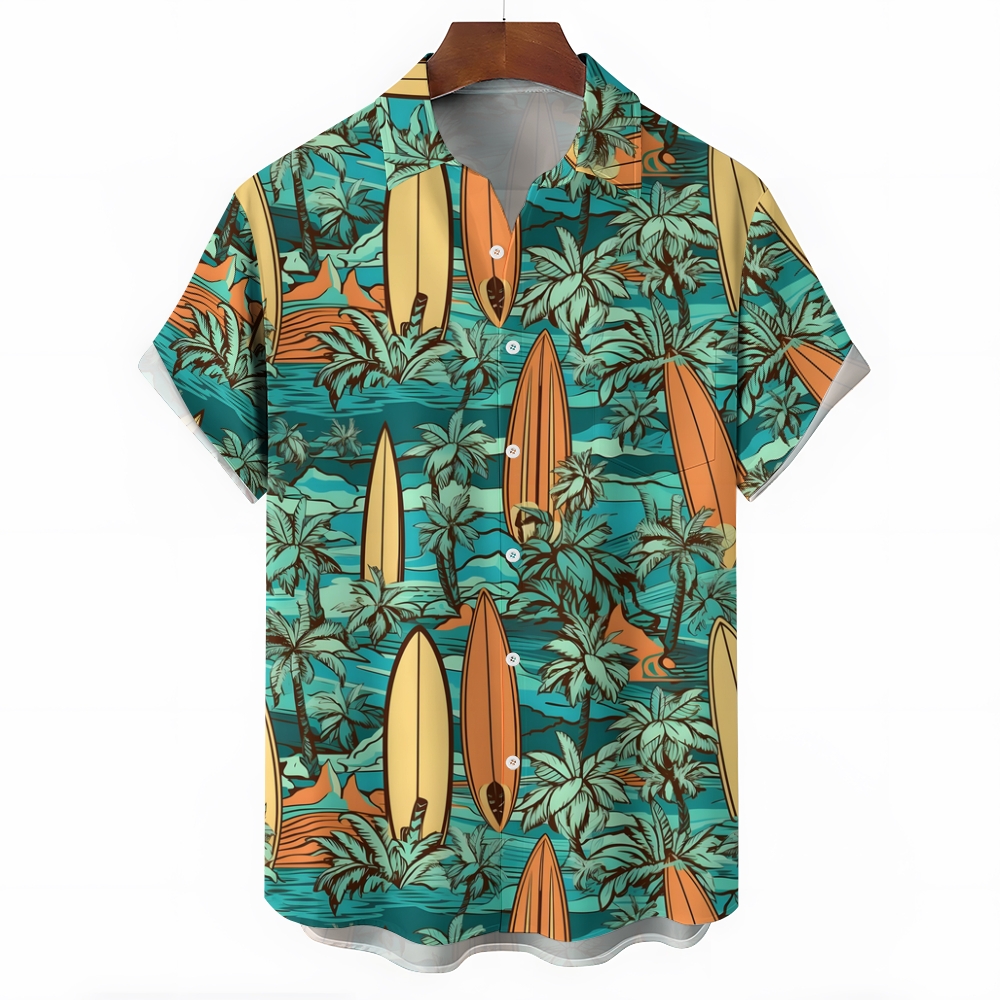 Surfboard & Palm Tree Hawaiian Shirt