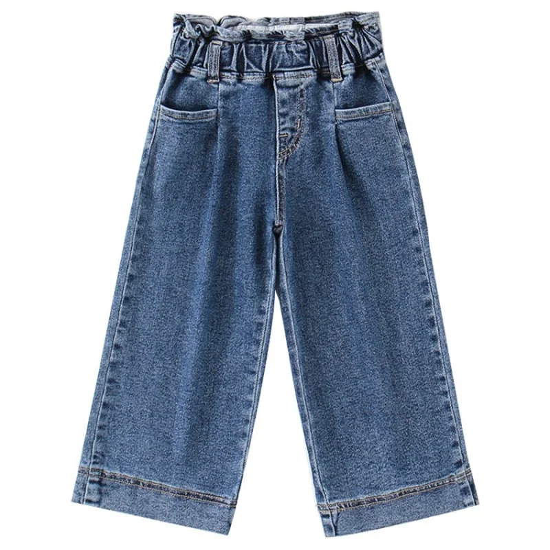 Children Kids Jeans Baby Girl Classic Denim Pants Loose Casual Toddler Child Wide Leg Jeans Long Trousers for Teenage Girls