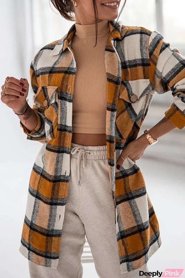 Classic Modern Check Color Stitching Shirt Jacket