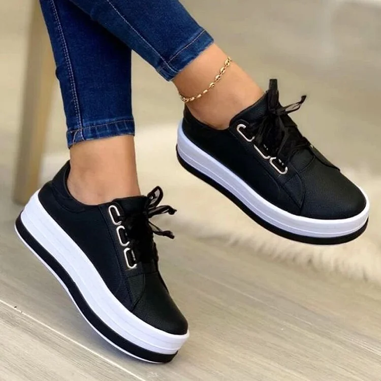 2023 new round toe thick-soled casual viscose shoes