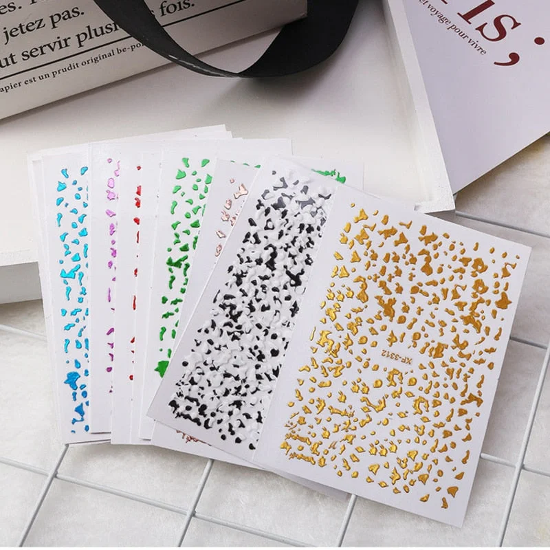 4/12pcs Gold Spot Nail Sticker Colorful Pink Silver Black Nail Art Adhesive DIY Foil Tips-Nail Inspo