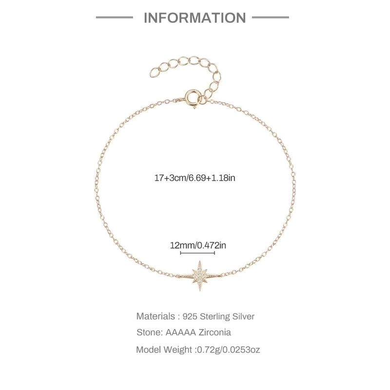 Sterling Silver Minimalist Star Plating Inlay Zircon Bracelets