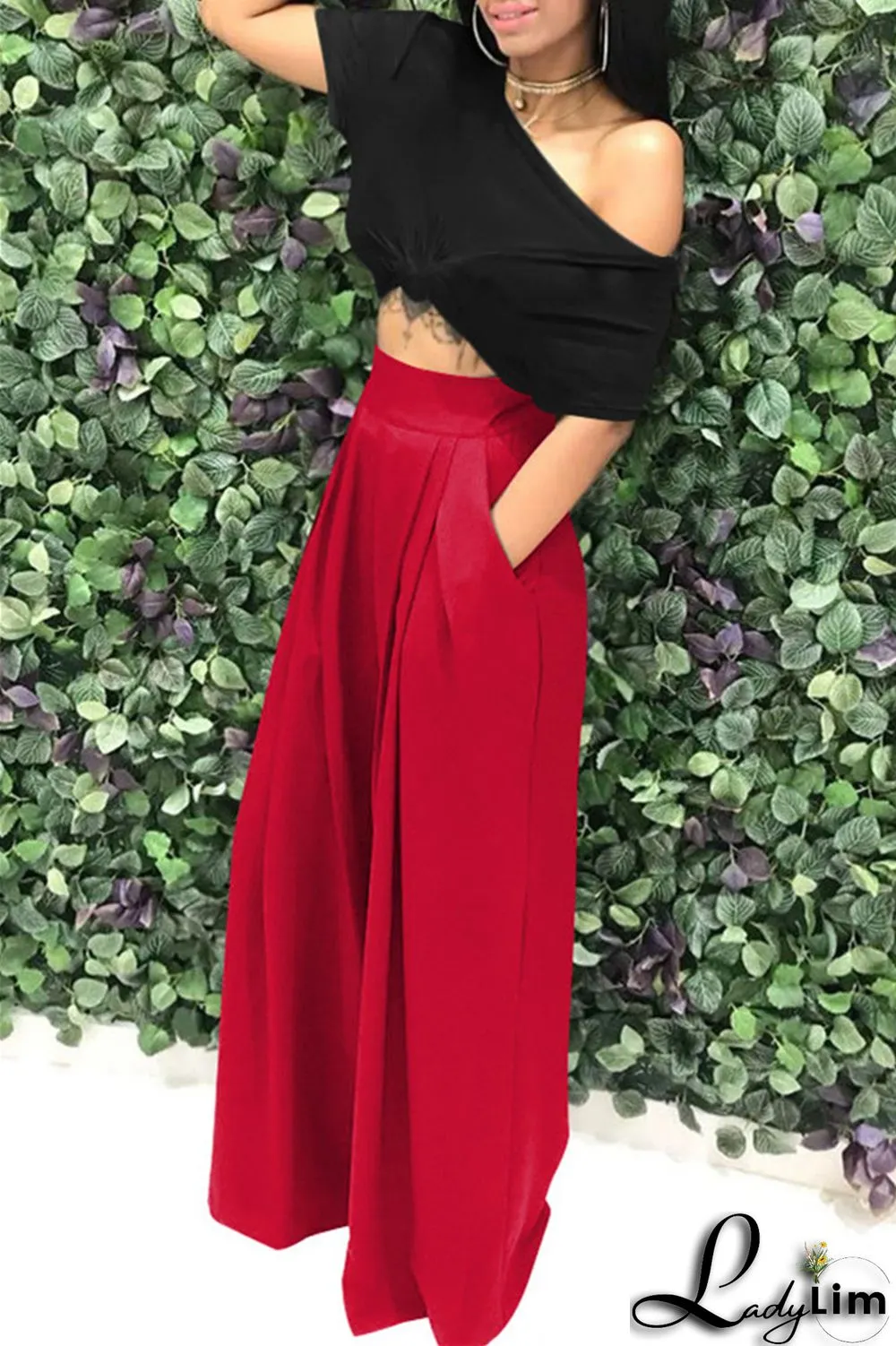 Coffee Fashion Casual Solid Patchwork Regular High Waist Conventional Solid Color Bottoms