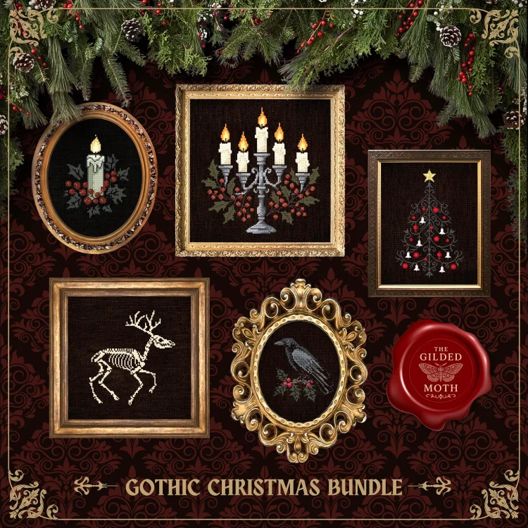 Dark Gothic Christmas Counted Cross Stitch Bundle | Festive Digital PDF Patterns