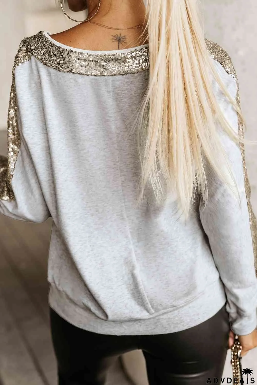 Sequin V-Neck Sweatshirt