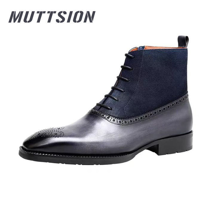 MUTTSION Handmade Fashion Patchwork Leather Martin Boots MUTTSION.COM MUTTSION