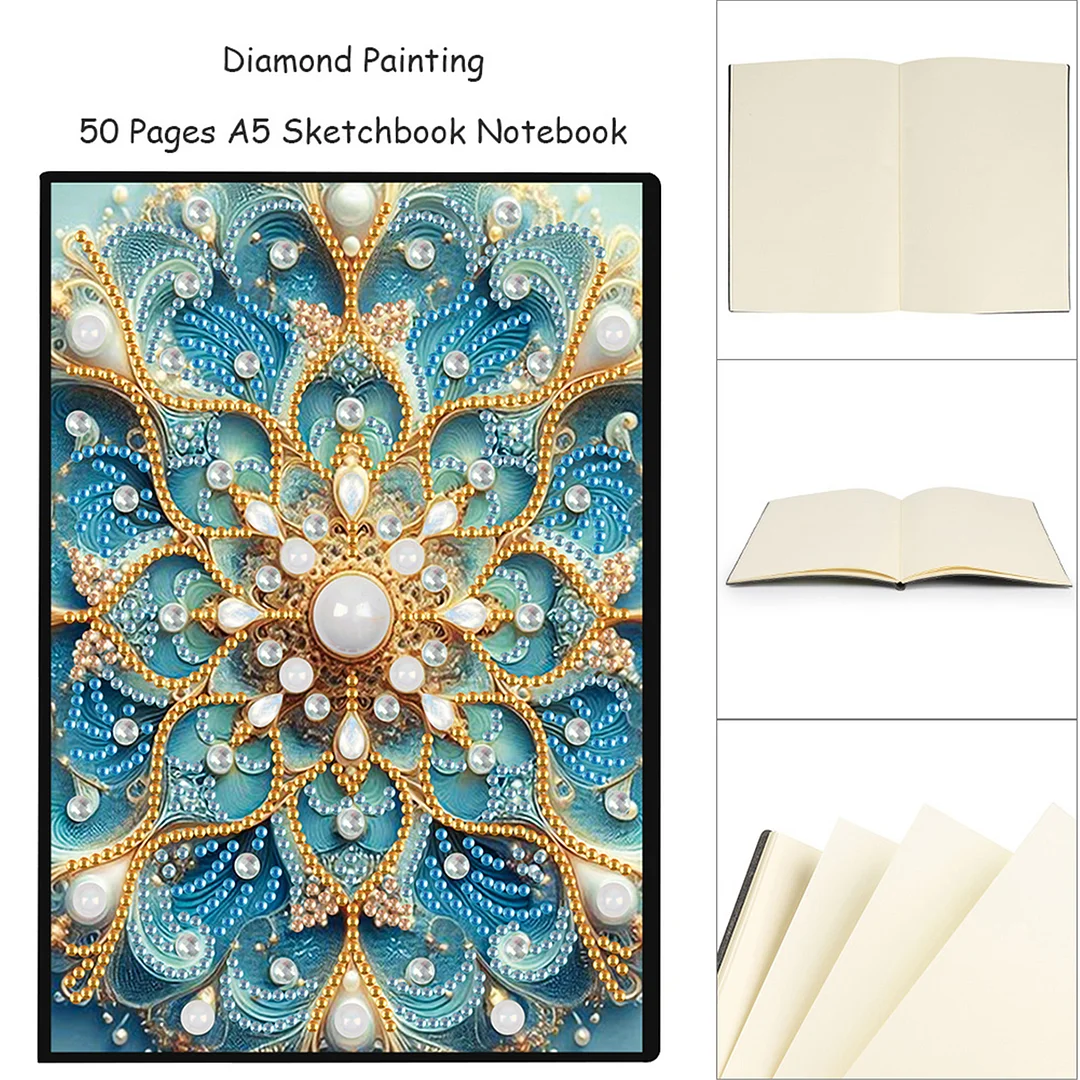 2pcs Mandala Partial DIY 50 Pages A5 Diamond Painting Notebook for Study Home