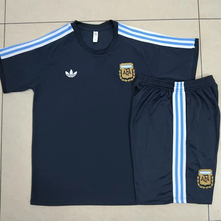 2025 Argentina dark grey short sleeve training suit