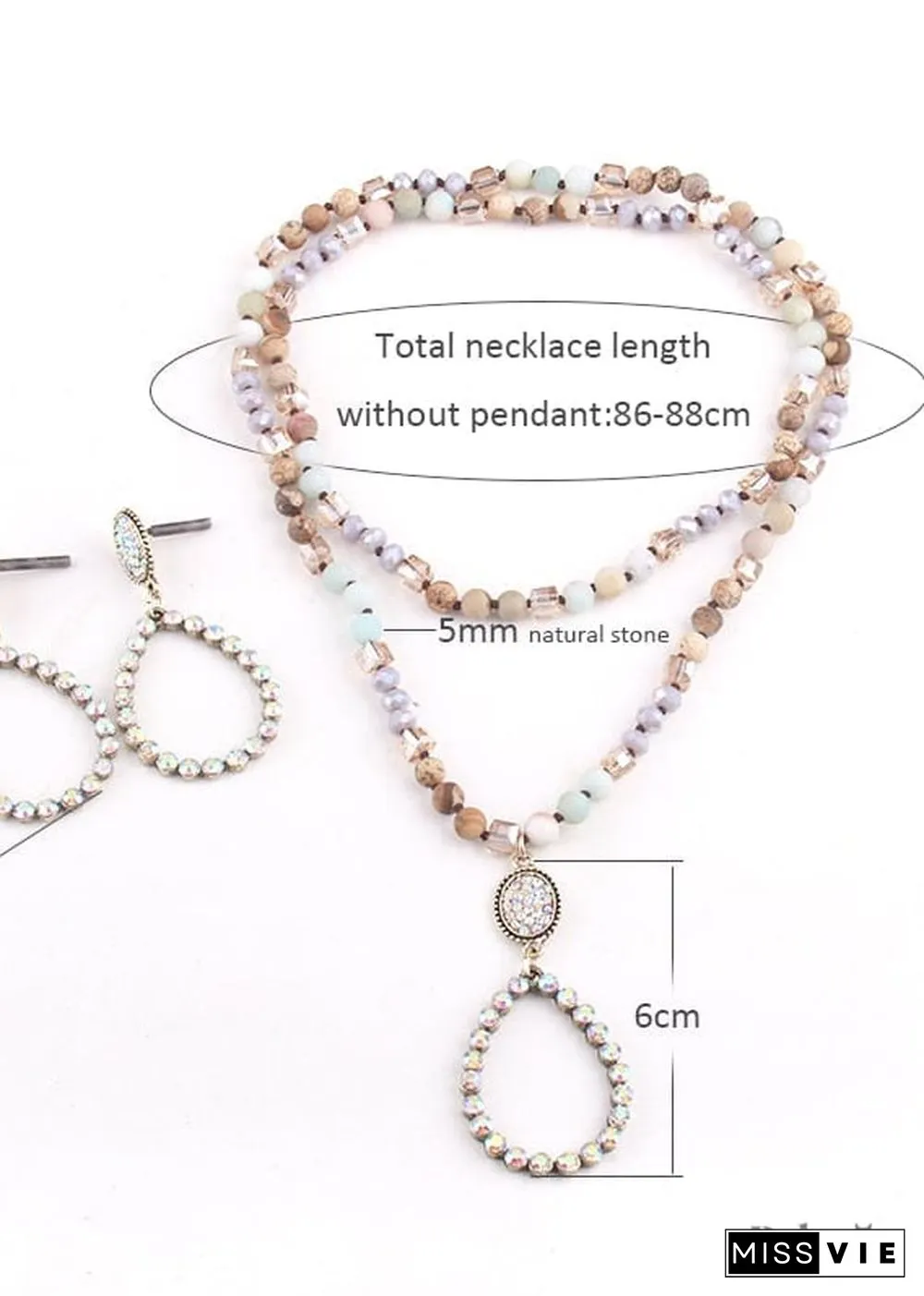 Boho Necklace, Jewelry Set, RH Amazonite Crystal Green Black Natural Stone