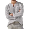 Gioiacombo&trade; Camicie a maniche lunghe in lino casual da uomo di vendita calda