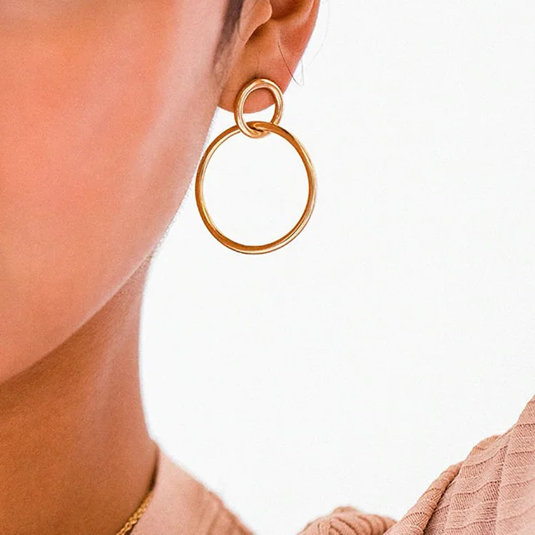 Fashion Gold Geometric Circular Earrings