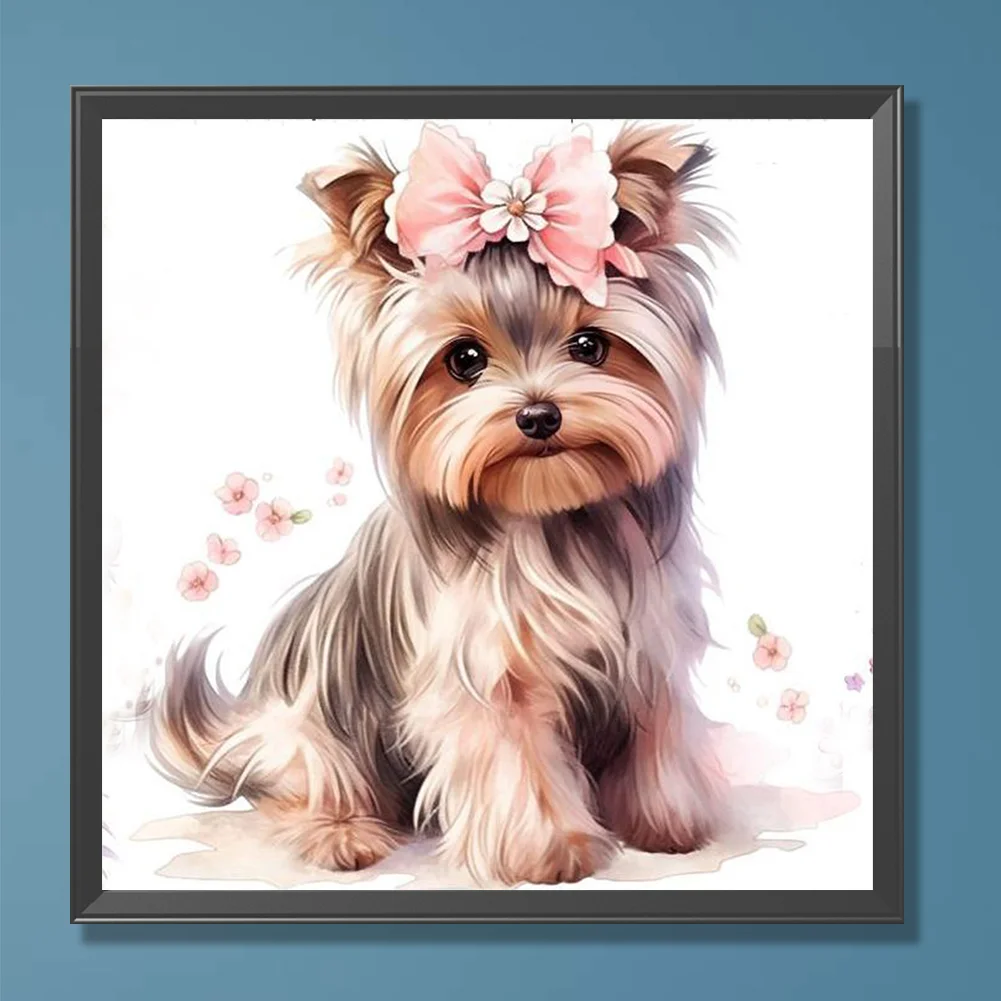 Diamond Painting - Full Round Drill - Yorkshire Puppy(Canvas|30*30cm)