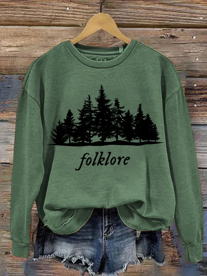 Folklore Music Album And Nature Print Sweatshirt