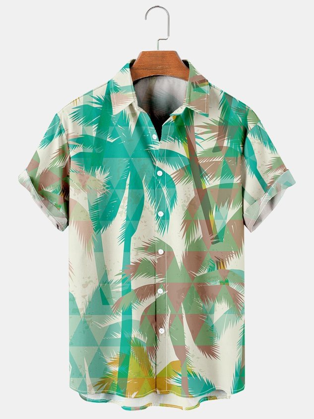 Hawaiian Plants Graphic Casual Breathable Short Sleeve Shirts