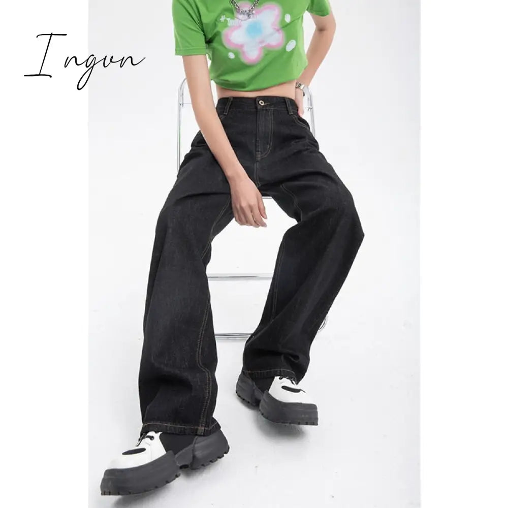 Ingvn - Woman’s Jeans High Waist Summer Wide Leg Denim Trouser Baggy Street Chic Design Ladies