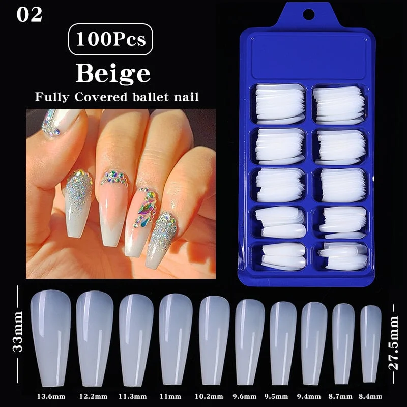 100Pcs Black White False Nail Tips Full Cover Acrylic Almond Coffin Candy Colorful Fake Nails Tip Manicure Extension Nail Tool-Nail Inspo
